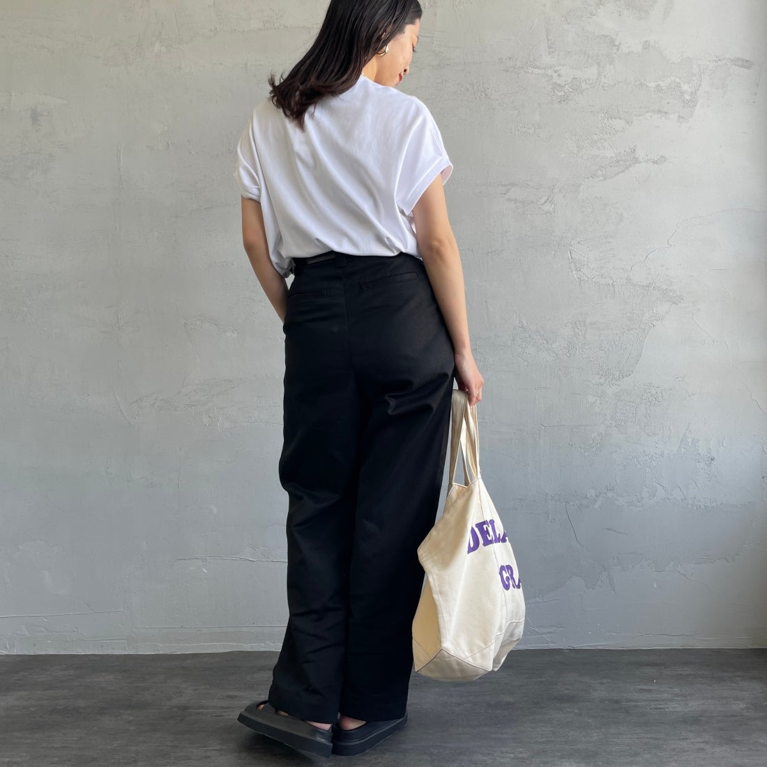 Gymphlex [ジムフレックス] クルーネックフレンチスリーブプルオーバー [GY-C0361FLK] WHITE &&モデル身長：163cm 着用サイズ：14&&