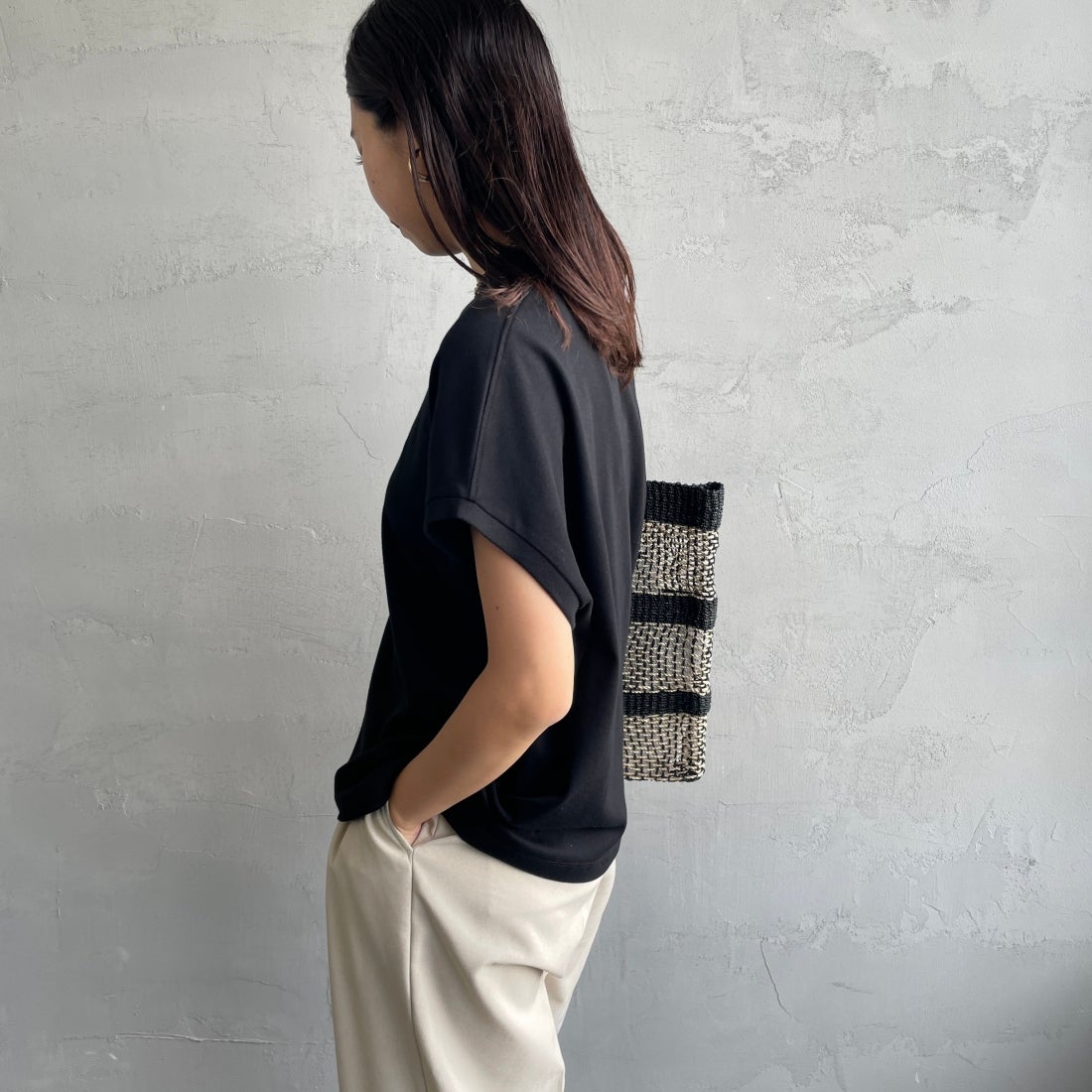 Gymphlex [ジムフレックス] クルーネックフレンチスリーブプルオーバー [GY-C0361FLK] BLACK &&モデル身長：163cm 着用サイズ：14&&