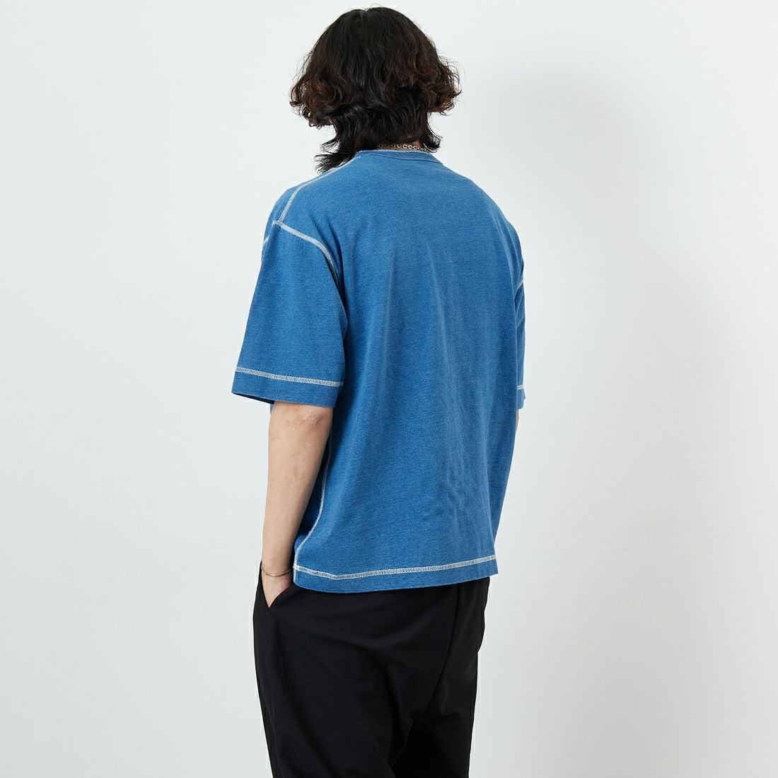 Health knit [ヘルスニット] ヘンリーネック 半袖Tシャツ(Indigo