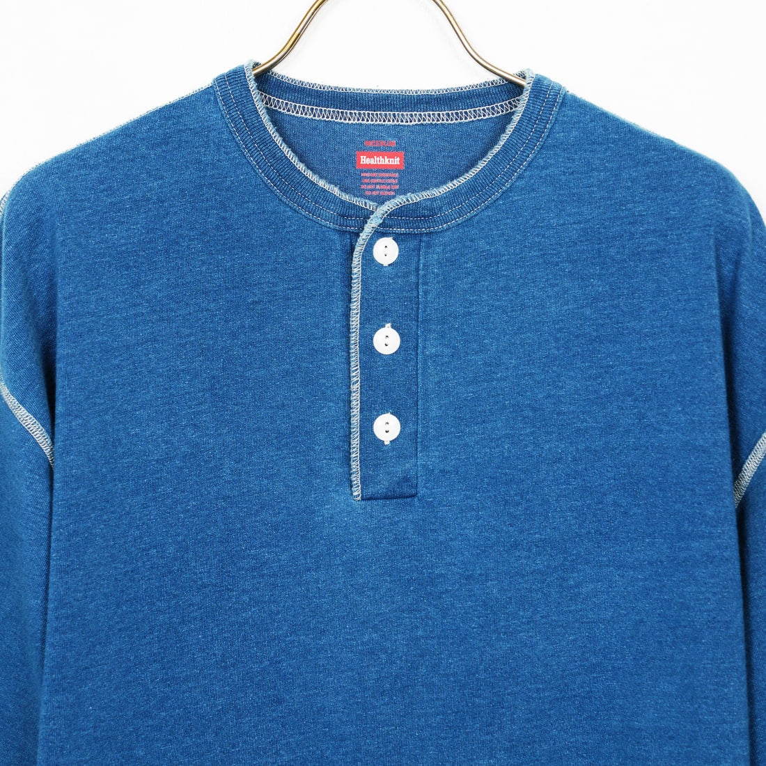 Health knit [ヘルスニット] ヘンリーネック 半袖Tシャツ(Indigo) [HR25S-M104-2] BLUE