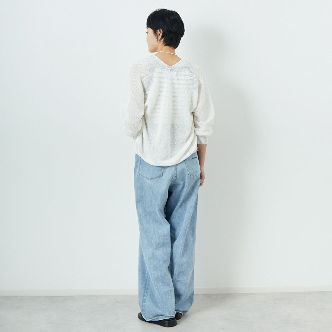 Jeans Factory Clothes [ジーンズファクトリークローズ] ホールガーメントカーディガン [113-2037] ｵﾌ &&モデル身長：160cm 着用サイズ：F&&