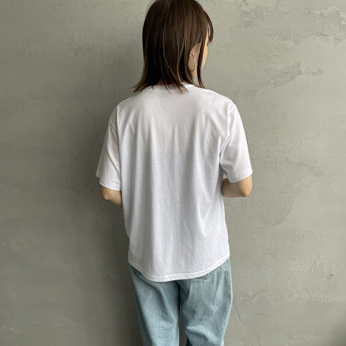 DANTON [ダントン] 無地インナーTシャツ [DT-C0195CVT] WHITE &&モデル身長：158cm 着用サイズ：M&&