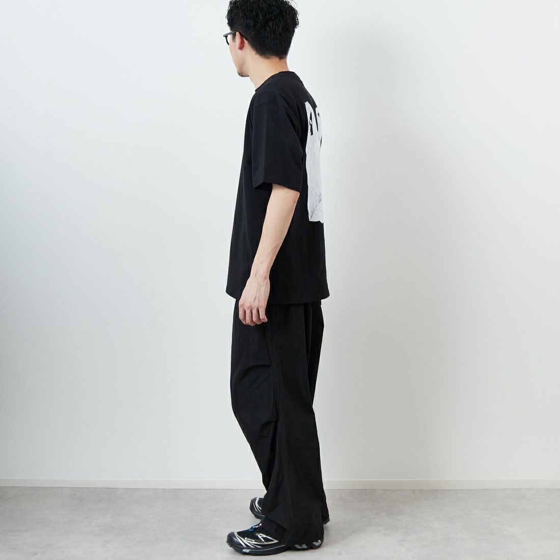 HUF [ハフ] MERIDA ショートスリーブTシャツ [TS02410] BLACK &&モデル身長：168cm 着用サイズ：M&&