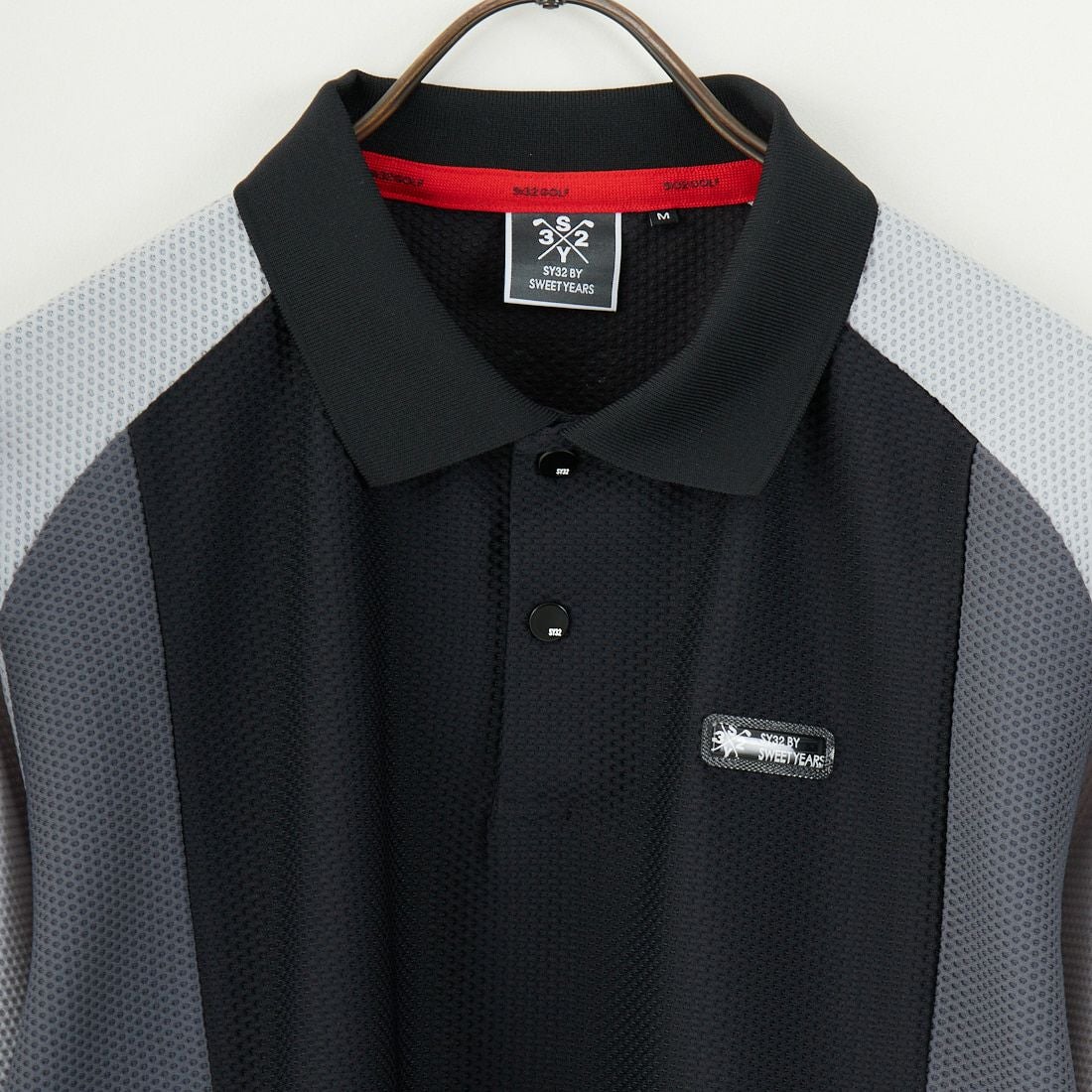 SY32 GOLF [エスワイサーティトゥ ゴルフ] 3Dフェイス パネルポロシャツ [SYG-25S019] BLACK