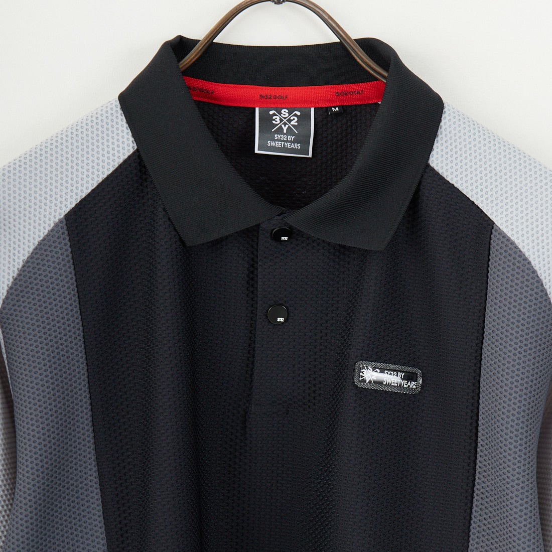 SY32 GOLF [エスワイサーティトゥ ゴルフ] 3Dフェイス パネルポロシャツ [SYG-25S019] BLACK