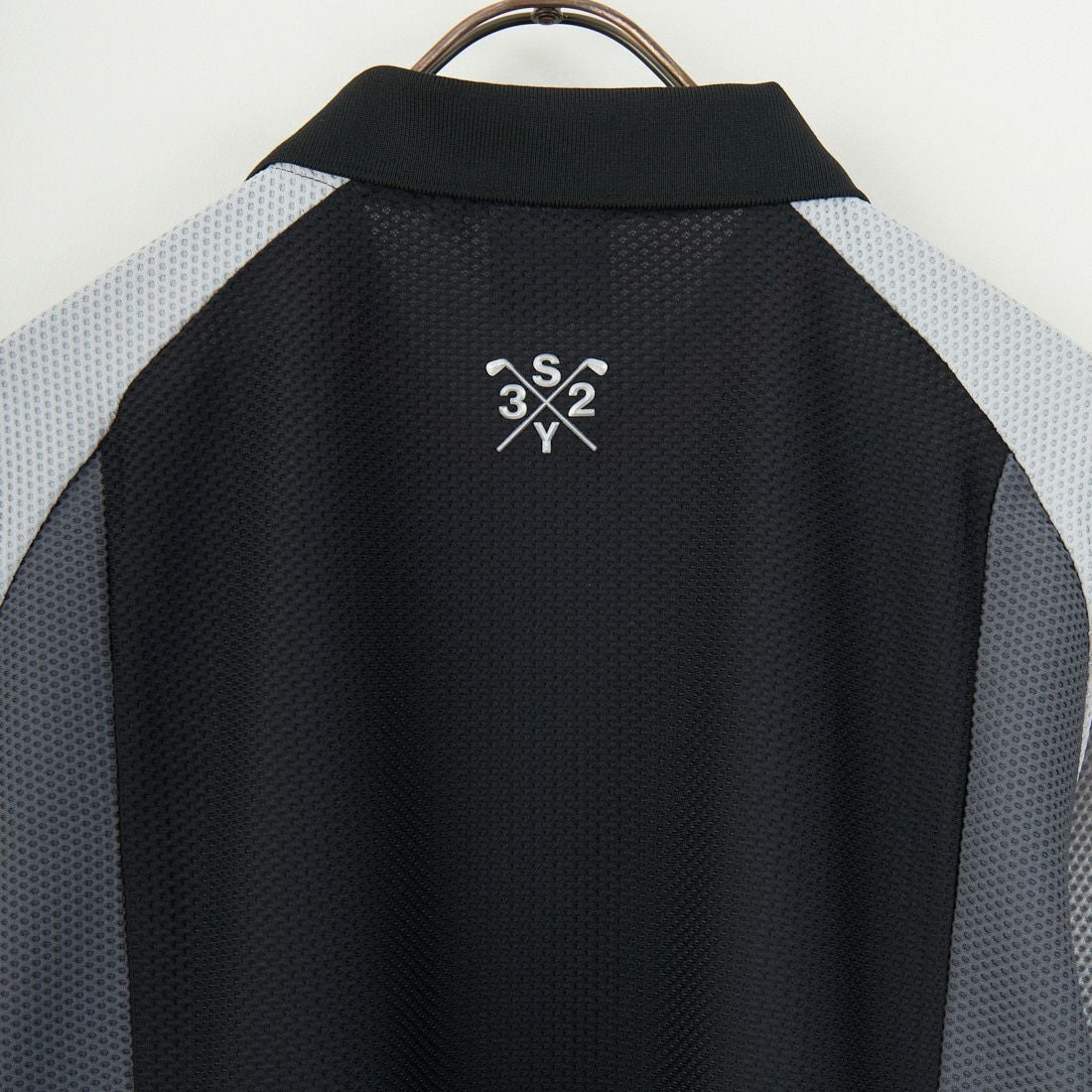 SY32 GOLF [エスワイサーティトゥ ゴルフ] 3Dフェイス パネルポロシャツ [SYG-25S019] BLACK