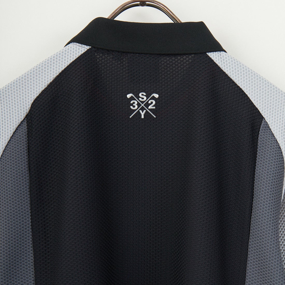 SY32 GOLF [エスワイサーティトゥ ゴルフ] 3Dフェイス パネルポロシャツ [SYG-25S019] BLACK