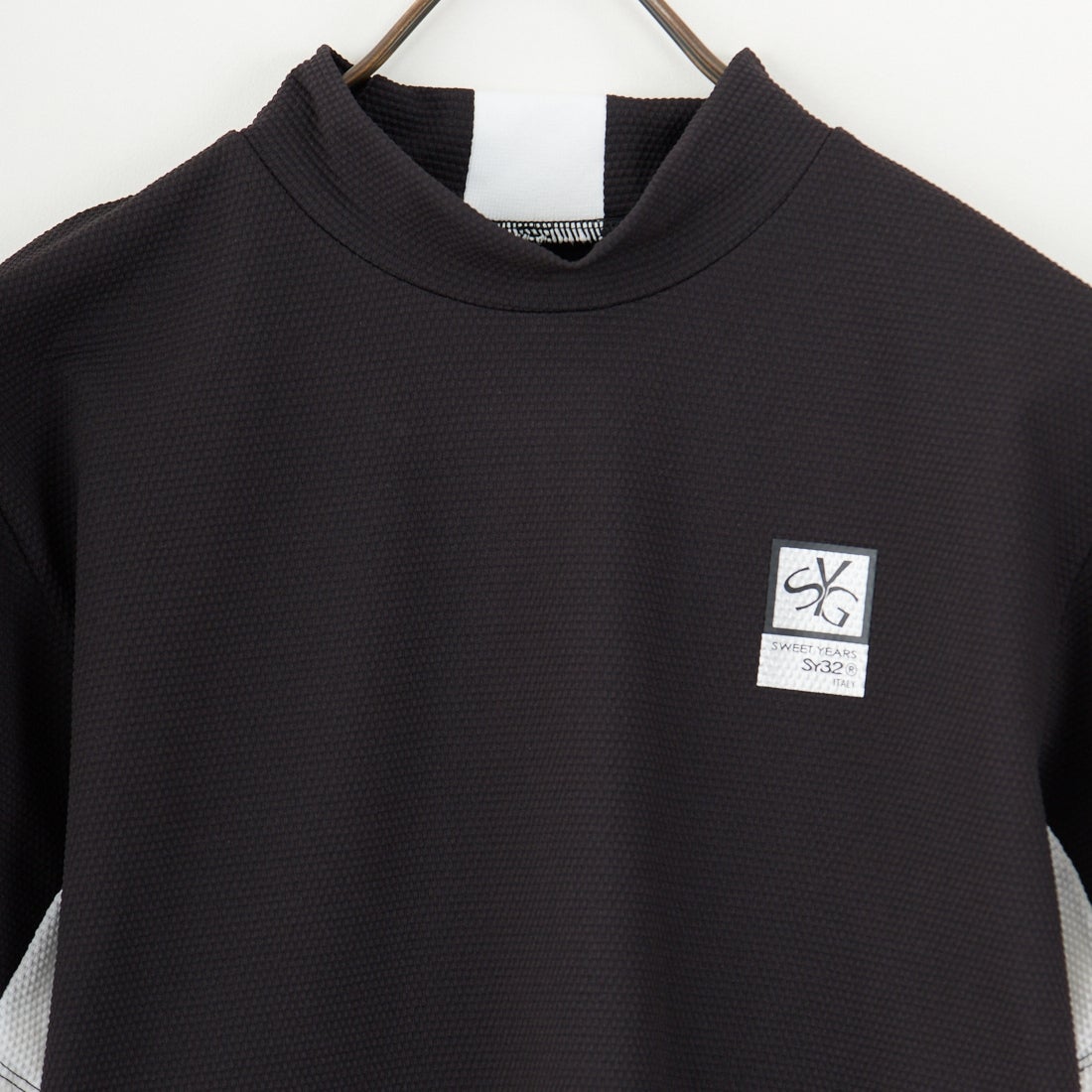 SY32 GOLF [エスワイサーティトゥ ゴルフ] バブルジャガードモックネックTシャツ [SYG-25S026] BLACK