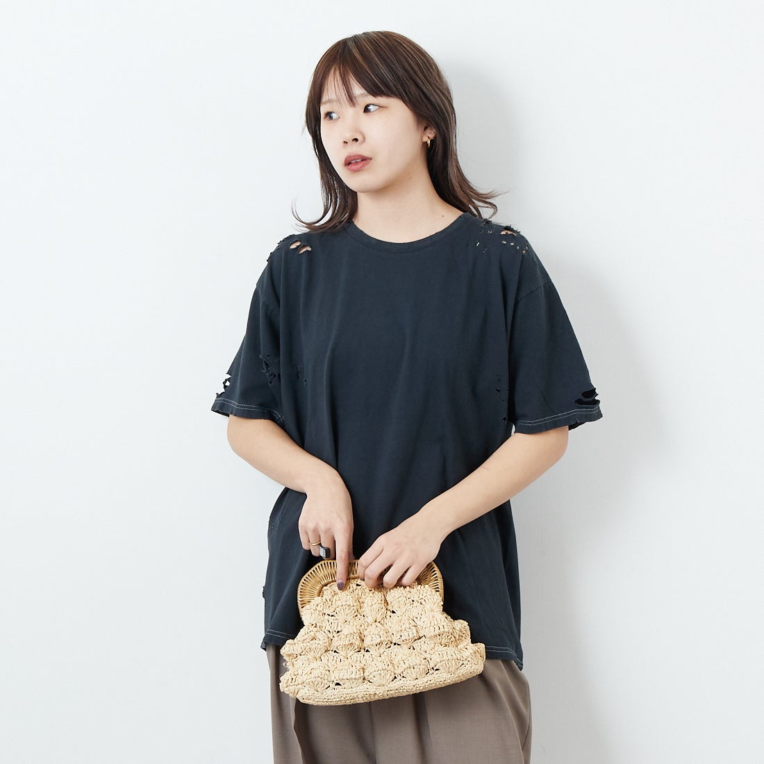 +81 BRANCA [ハチイチブランカ] ダメージ加工 半袖Tシャツ [81B-25SS-CS32]