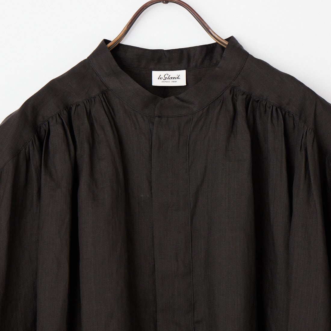 le glazik [ルグラジック] ラミーギャザーショートスリーブシャツ [LG-B0381RAT] BLACK