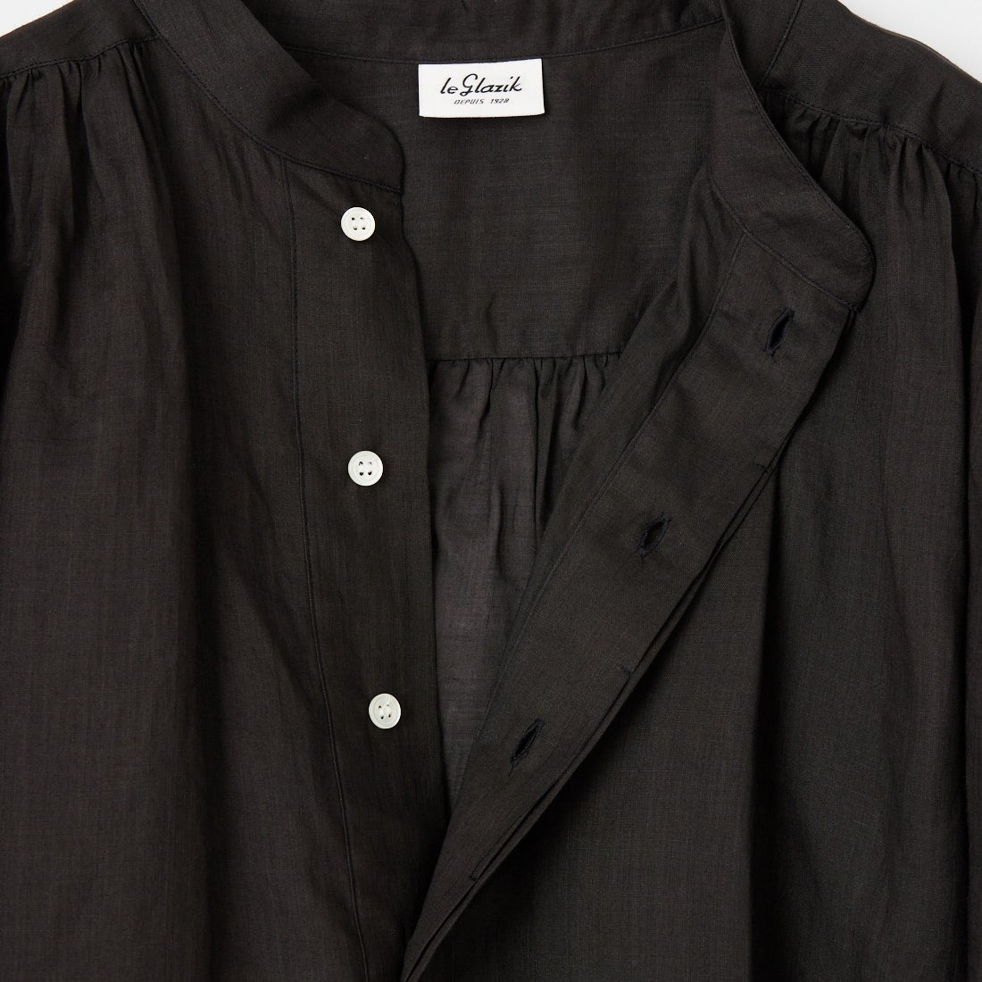 le glazik [ルグラジック] ラミーギャザーショートスリーブシャツ [LG-B0381RAT] BLACK