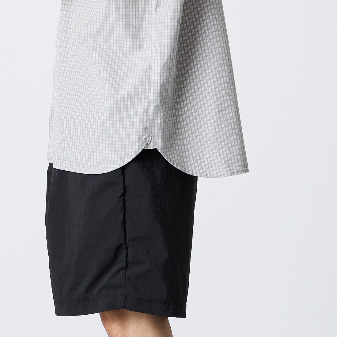 DANTON [ダントン] コットンポプリン ショートスリーブチェックワークシャツ [DT-B0049CPP] GRY/WHT CK &&モデル身長：168cm 着用サイズ：40&&