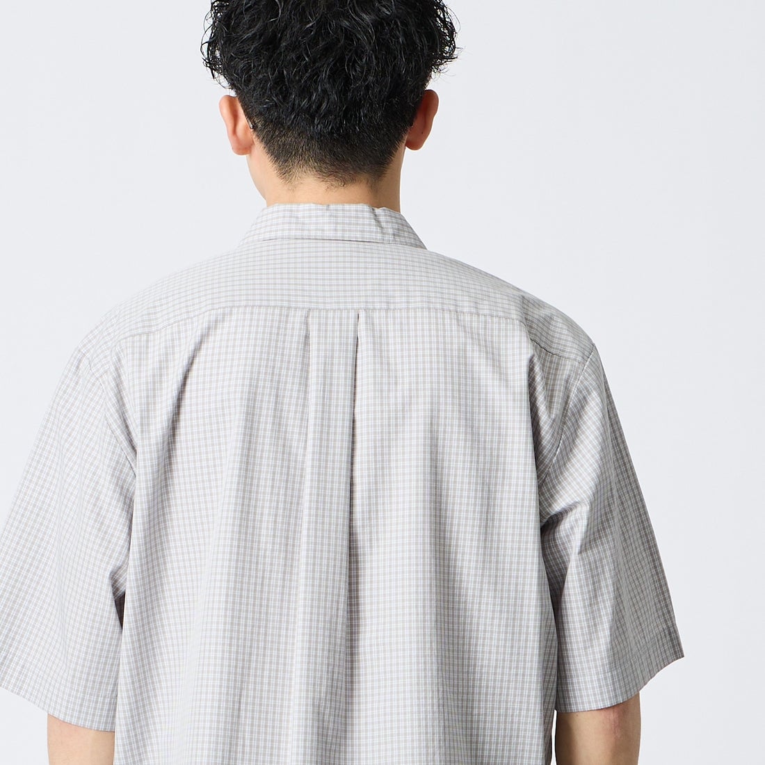 DANTON [ダントン] コットンポプリン ショートスリーブチェックワークシャツ [DT-B0049CPP] GRY/WHT CK &&モデル身長：168cm 着用サイズ：40&&