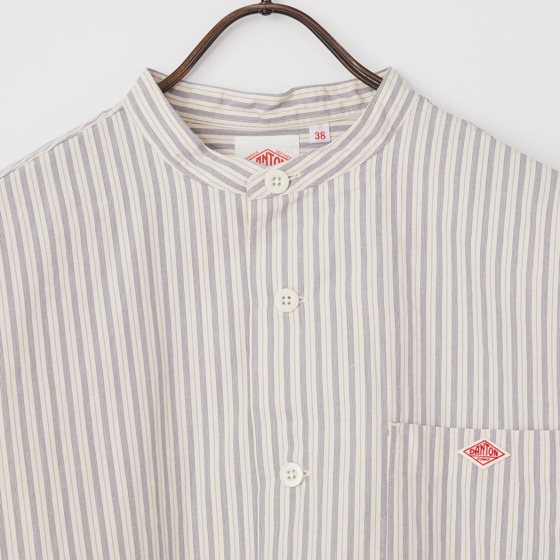 DANTON [ダントン] コットンリネン ストライプバンドカラーシャツ [JD-3788SCP] ECR/CHR ST