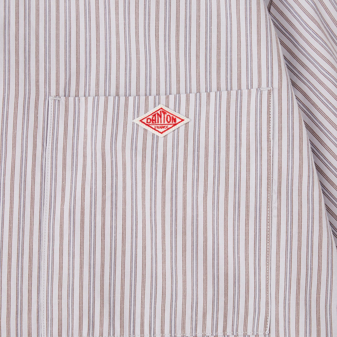 DANTON [ダントン] コットンリネン ストライプバンドカラーシャツ [JD-3788SCP] BLU/BRN ST