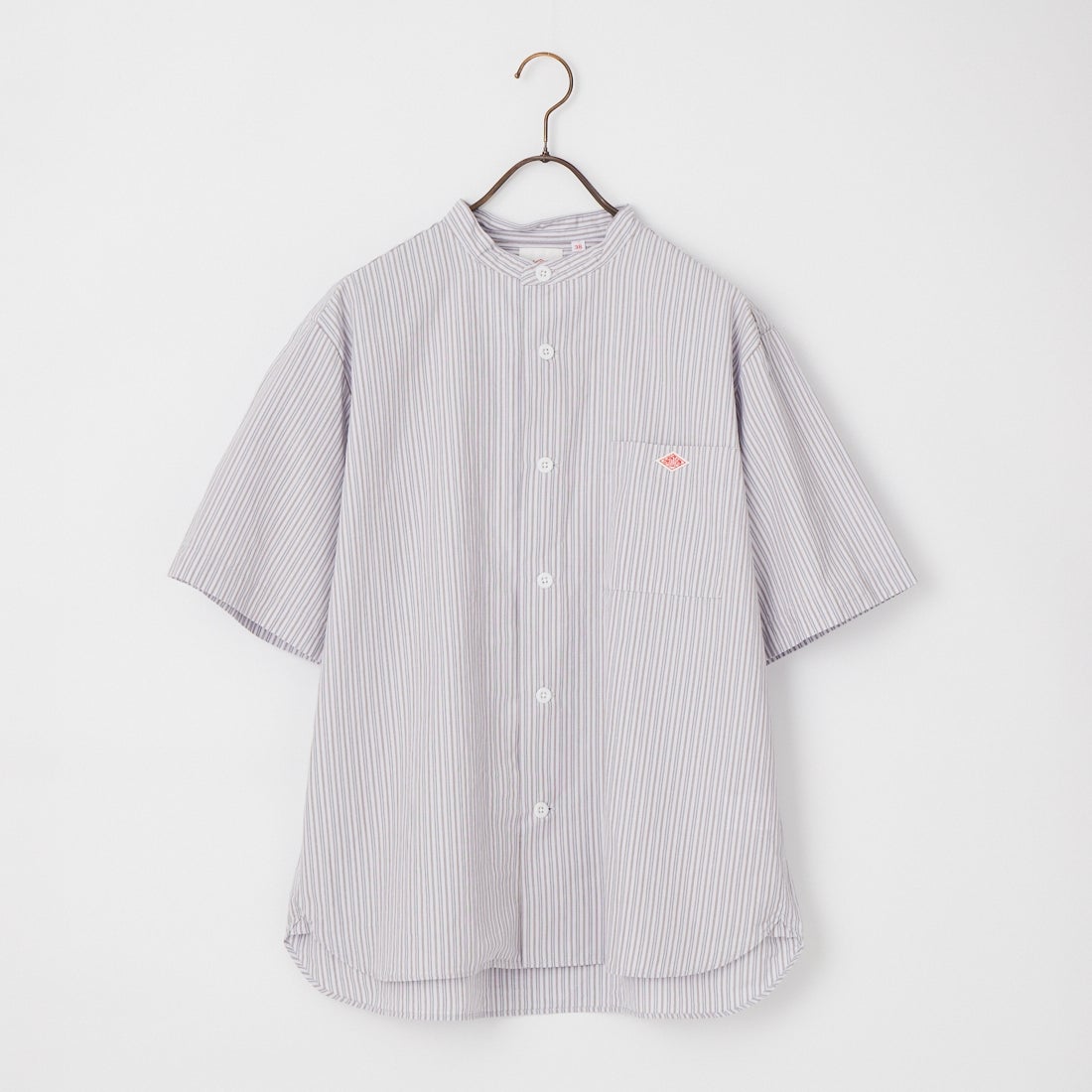 DANTON [ダントン] コットンリネン ストライプバンドカラーシャツ [JD-3788SCP] BLU/BRN ST