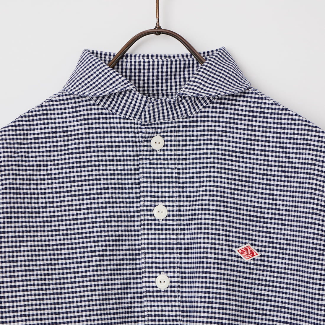 DANTON [ダントン] ラウンドカラー チェックプルオーバーシャツ [DT-B0284OXP] NV/WH GNGM