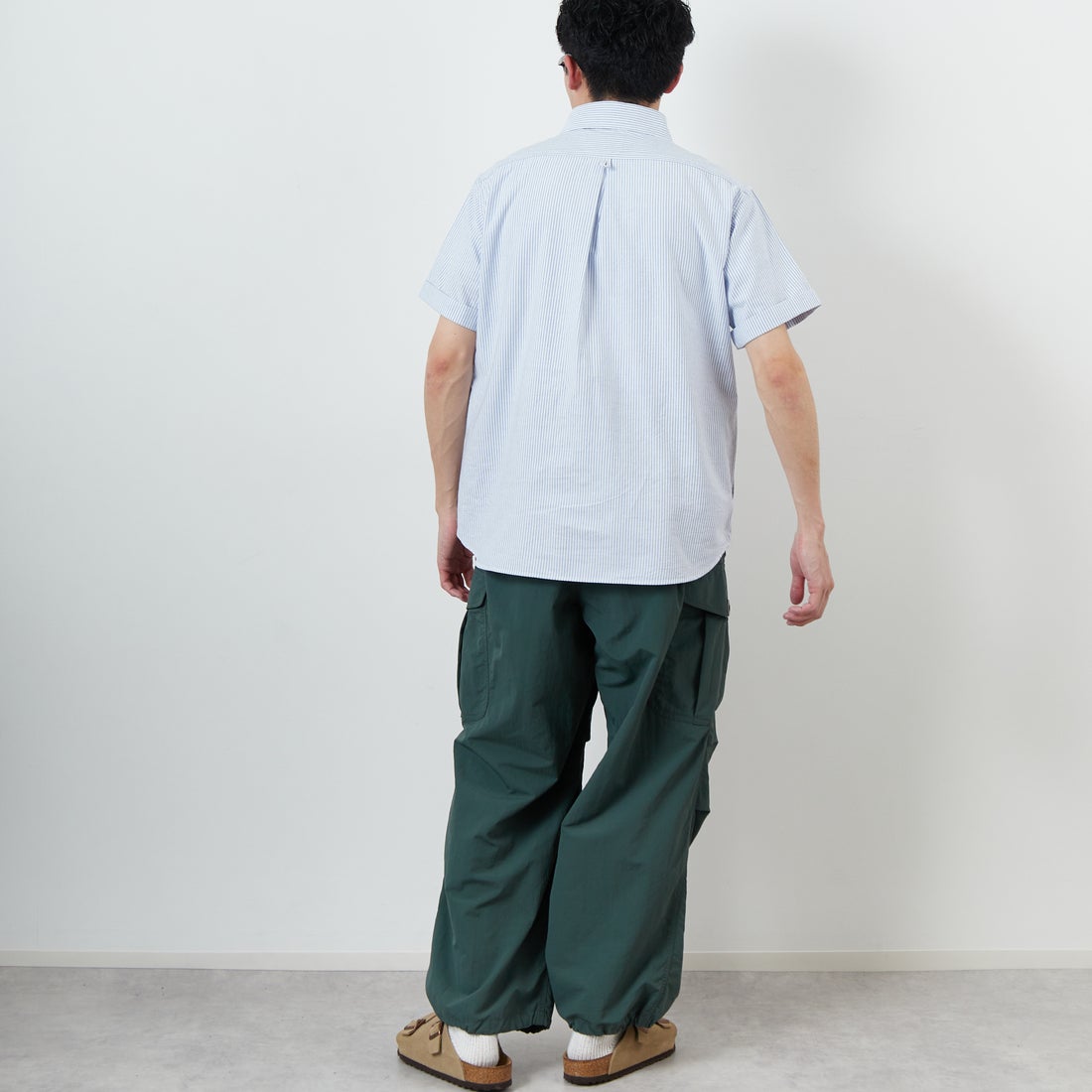 DANTON [ダントン] ラウンドカラー チェックプルオーバーシャツ [DT-B0284OXP] SAX/WHT ST &&モデル身長：168cm 着用サイズ：38&&