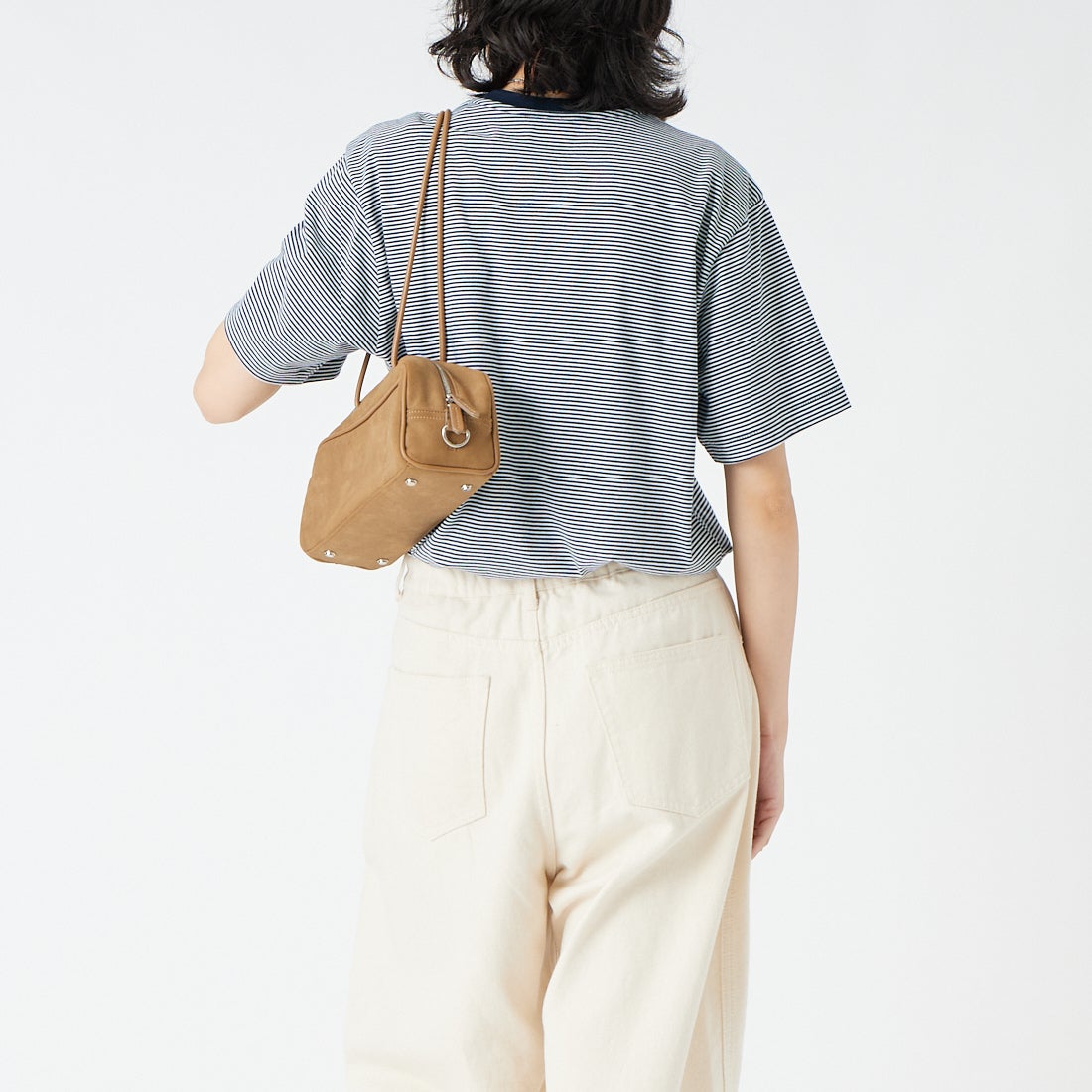 DANTON [ダントン] ボーダーインナーTシャツ [DT-C0195CVT] NAVY/WHITE &&モデル身長：162cm 着用サイズ：M&&