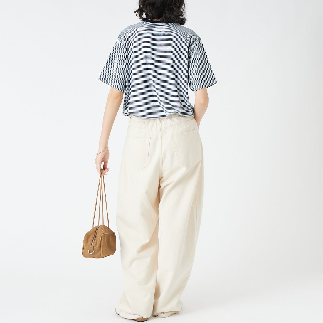 DANTON [ダントン] ボーダーインナーTシャツ [DT-C0195CVT] NAVY/WHITE &&モデル身長：162cm 着用サイズ：M&&