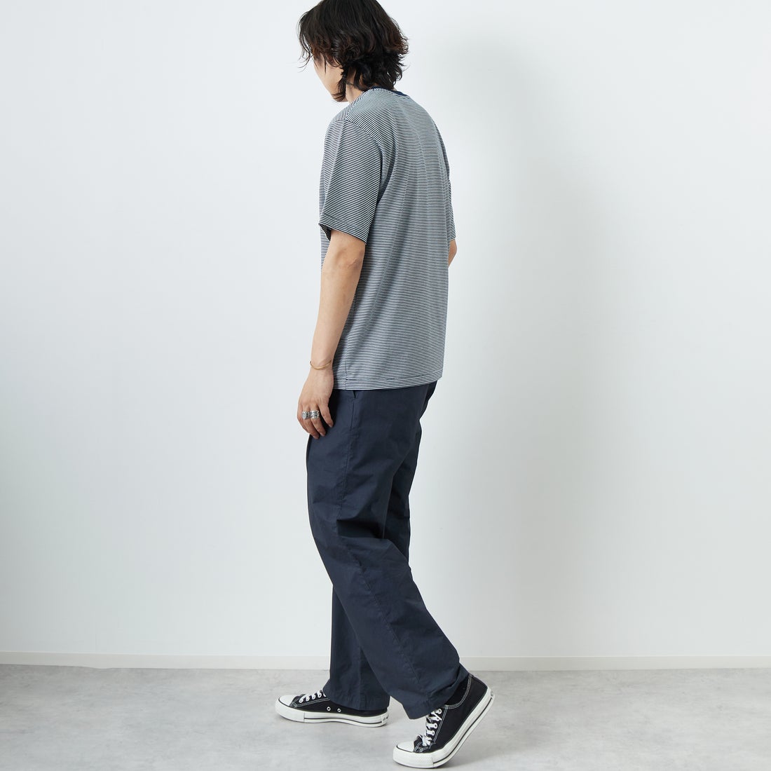 DANTON [ダントン] ボーダーインナーTシャツ [DT-C0196CVT] NAVY/WHITE &&モデル身長：179cm 着用サイズ：XL&&