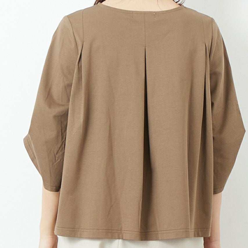 Jf Ready Made [ジェイエフレディメイド] 袖タック シルケットプルオーバー [3112133] 701 ﾌﾞﾗｳﾝ &&モデル身長：167cm 着用サイズ：F&&