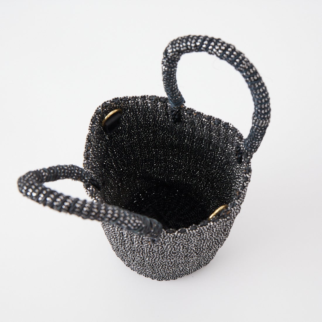 BAGMATI [バグマティ] アバカ/ポリエステル2WAYかごバッグ [BBK25-SS13] BLACK/SILV