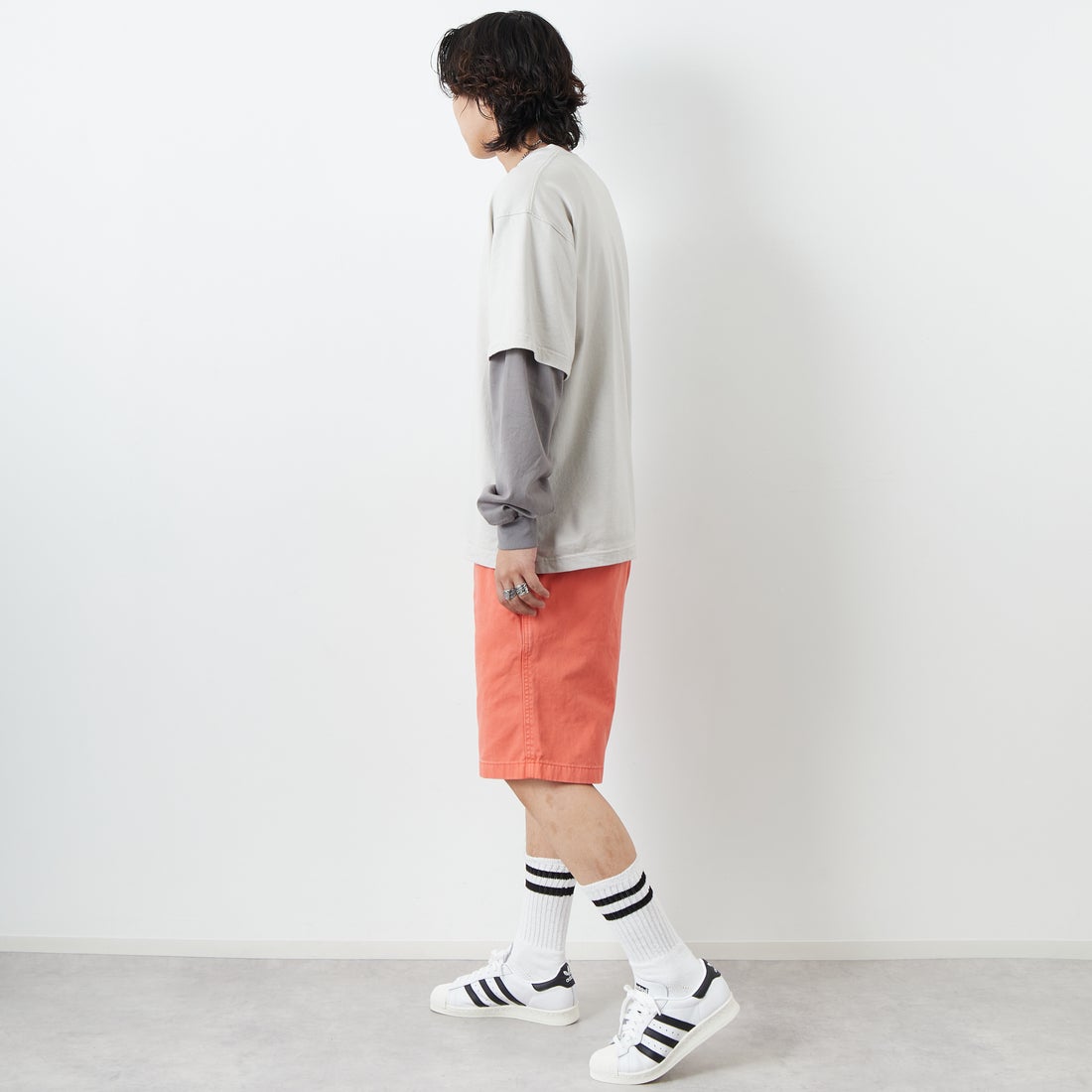 GRAMiCCi [グラミチ] Gショーツ ピグメントダイ [G4SM-P123] DEEP CORAL &&モデル身長：179cm 着用サイズ：L&&