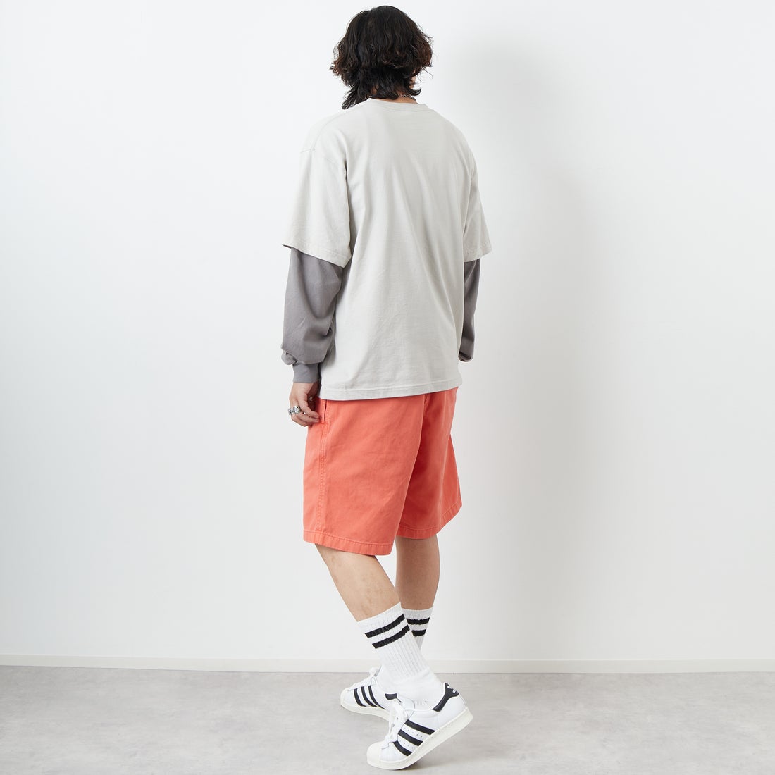 GRAMiCCi [グラミチ] Gショーツ ピグメントダイ [G4SM-P123] DEEP CORAL &&モデル身長：179cm 着用サイズ：L&&