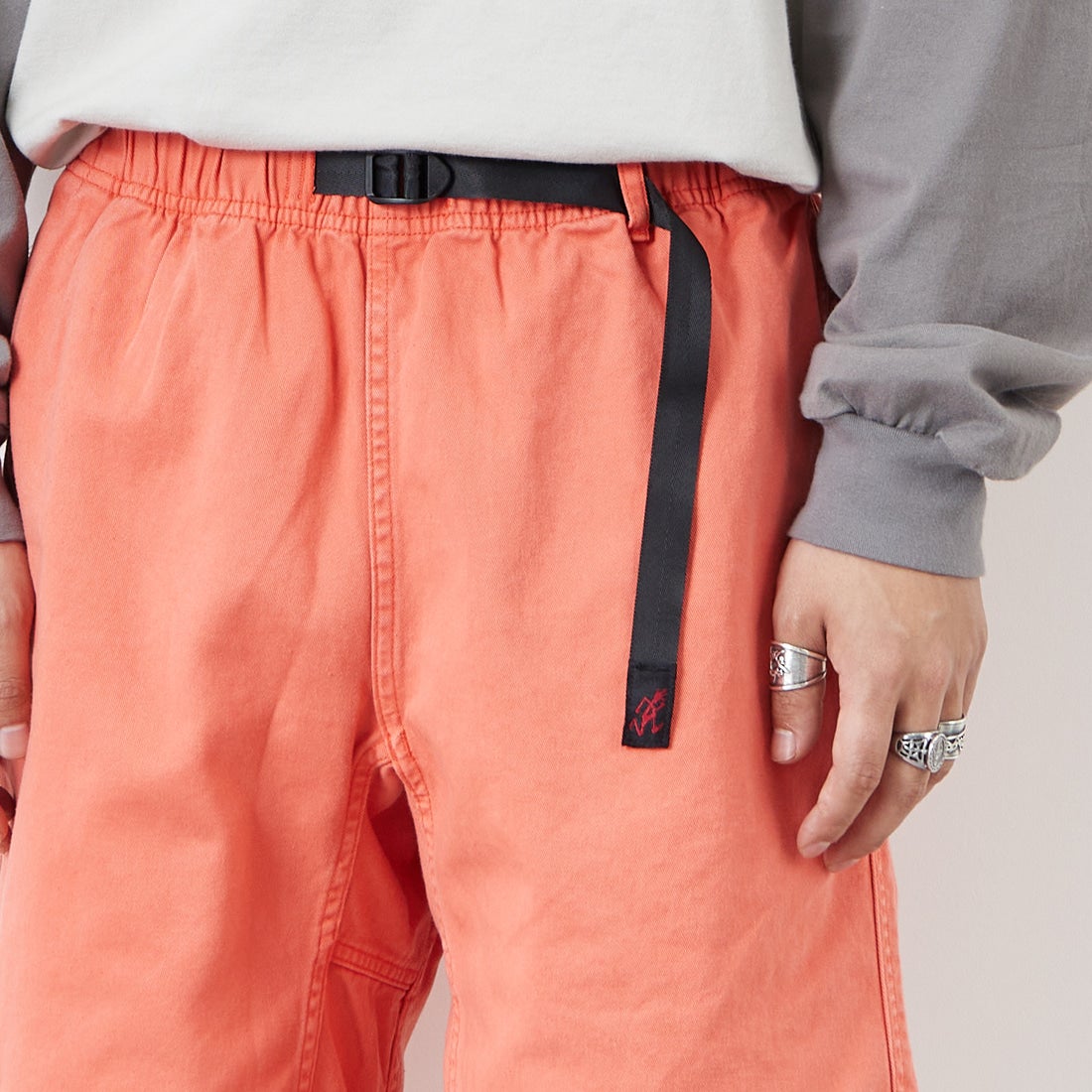 GRAMiCCi [グラミチ] Gショーツ ピグメントダイ [G4SM-P123] DEEP CORAL &&モデル身長：179cm 着用サイズ：L&&