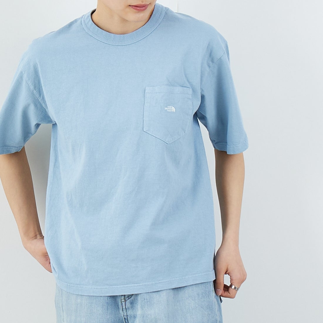 THE NORTH FACE PURPLE LABEL [ザ ノースフェイス パープルレーベル] 7オンス ポケットTシャツ [N25SI102] SX SX/OW &&モデル身長：160cm 着用サイズ：WS&&