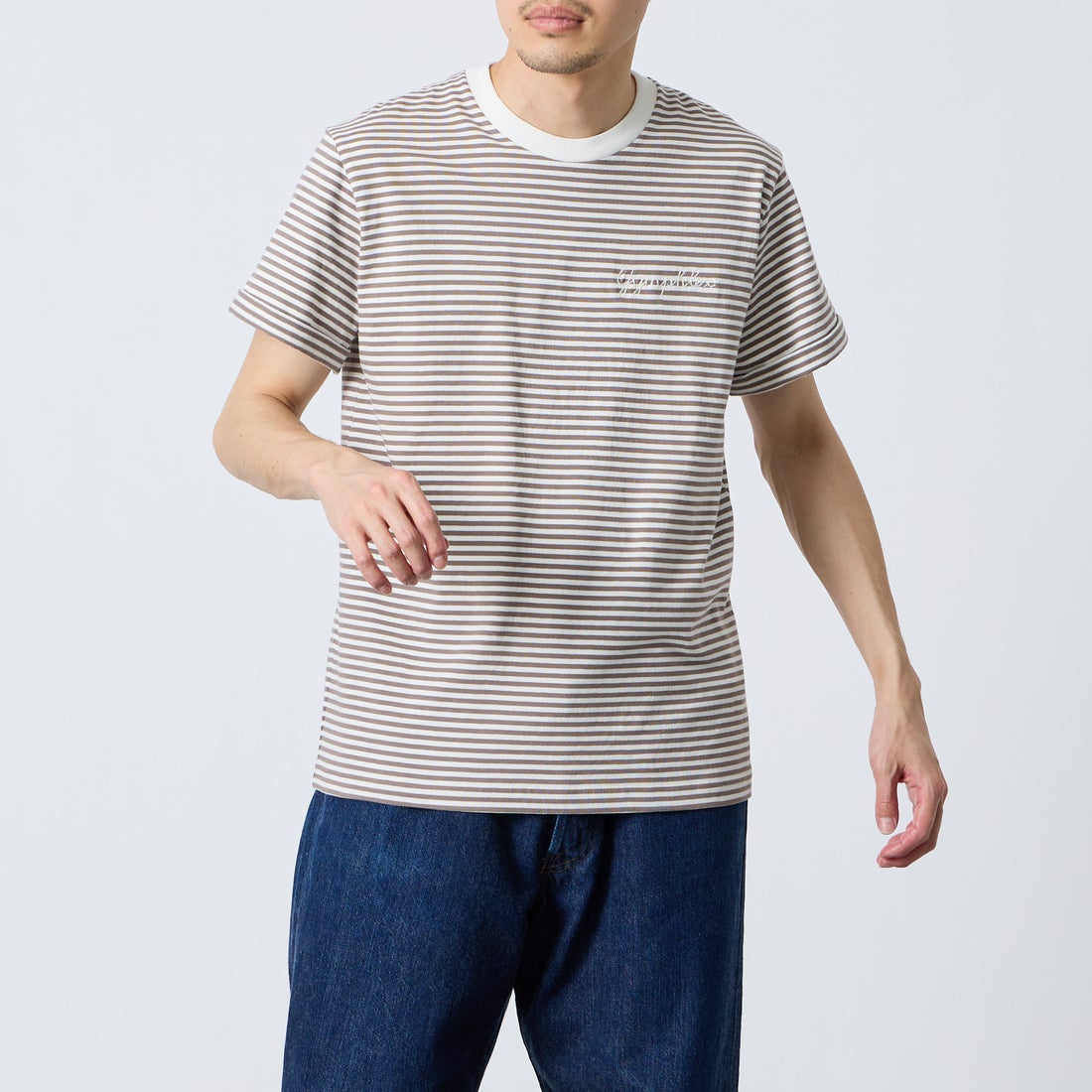 Gymphlex [ジムフレックス] ショートスリーブ ロールアップTシャツ [GY-C0446COM] WHT/TAU ST &&モデル身長：168cm 着用サイズ：M&&