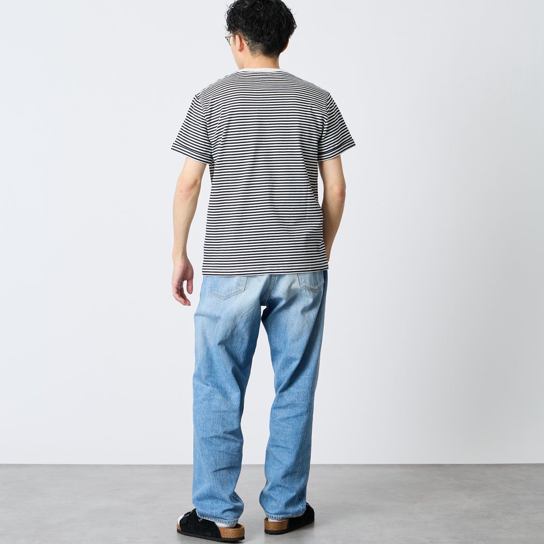 Gymphlex [ジムフレックス] ショートスリーブ ロールアップTシャツ [GY-C0446COM] WHT/NAV ST &&モデル身長：168cm 着用サイズ：M&&