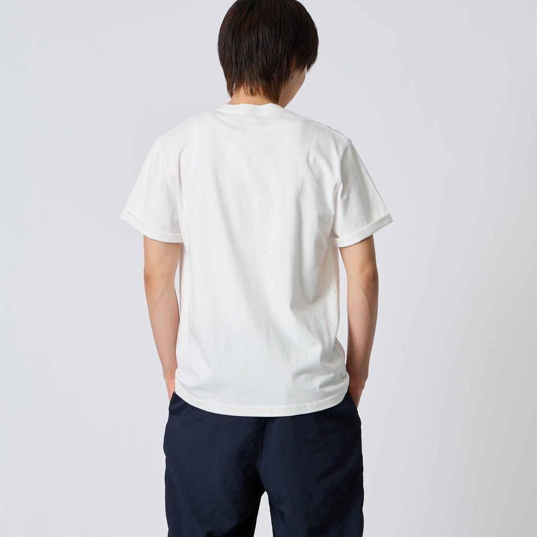 Gymphlex [ジムフレックス] ショートスリーブ ロールアップTシャツ [GY-C0446COM] WHITE &&モデル身長：177cm 着用サイズ：L&&