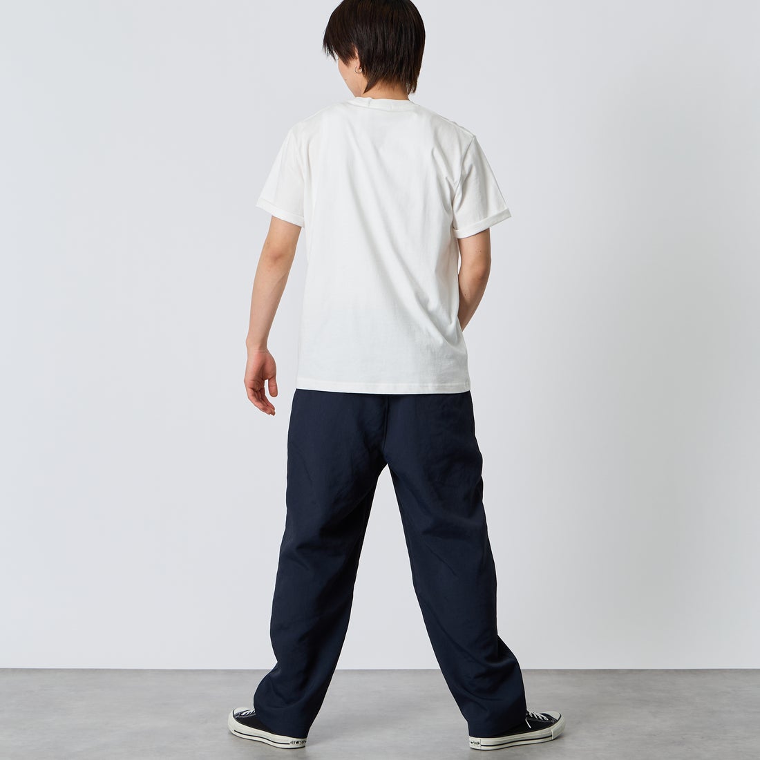 Gymphlex [ジムフレックス] ショートスリーブ ロールアップTシャツ [GY-C0446COM] WHITE &&モデル身長：177cm 着用サイズ：L&&