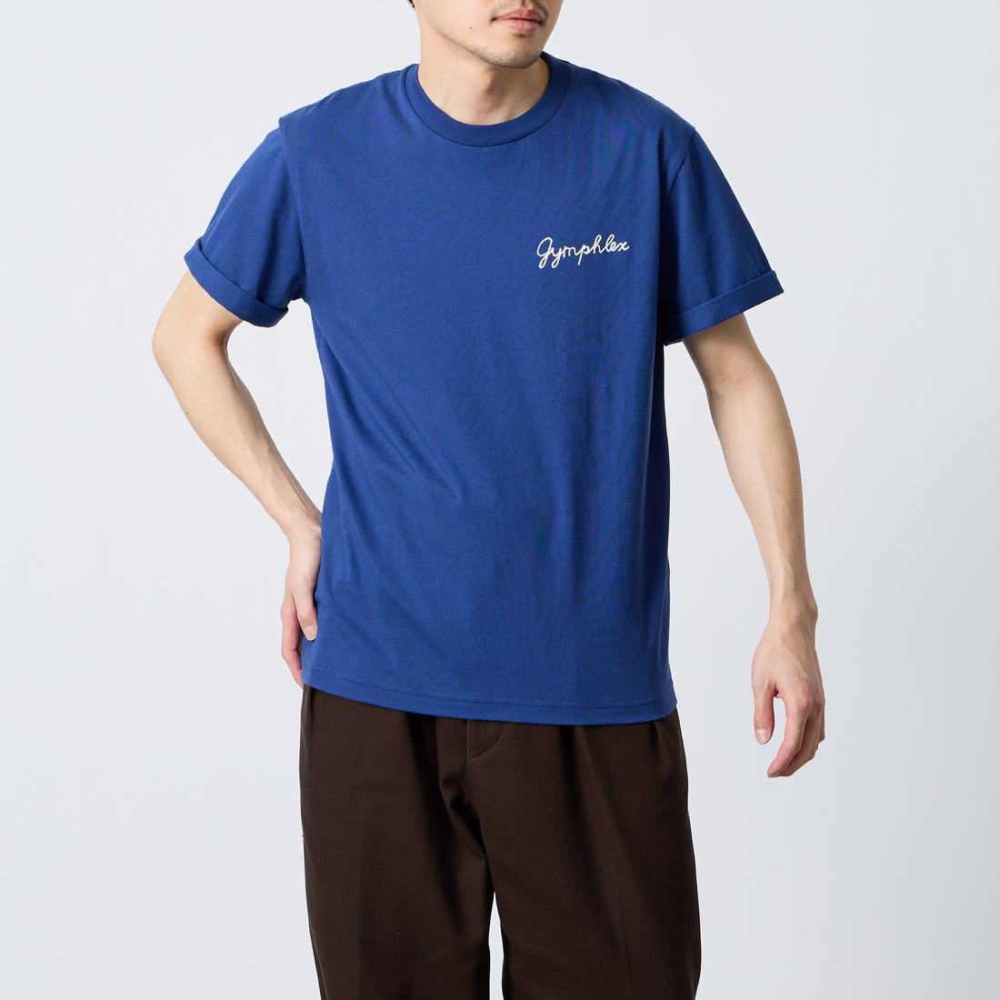 Gymphlex [ジムフレックス] ショートスリーブ ロールアップTシャツ [GY-C0446COM] BLUE &&モデル身長：168cm 着用サイズ：M&&