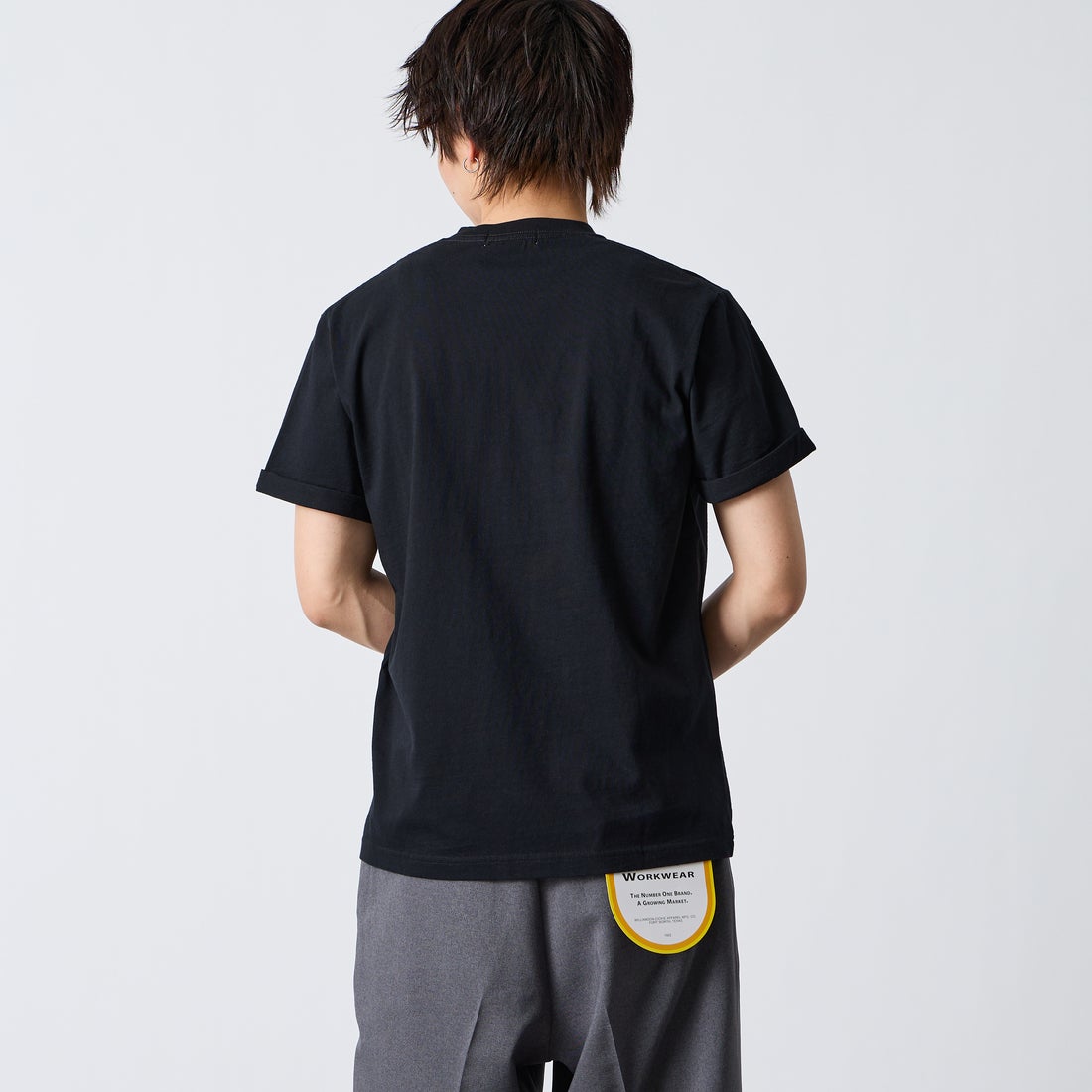 Gymphlex [ジムフレックス] ショートスリーブ ロールアップTシャツ [GY-C0446COM] BLACK &&モデル身長：177cm 着用サイズ：L&&