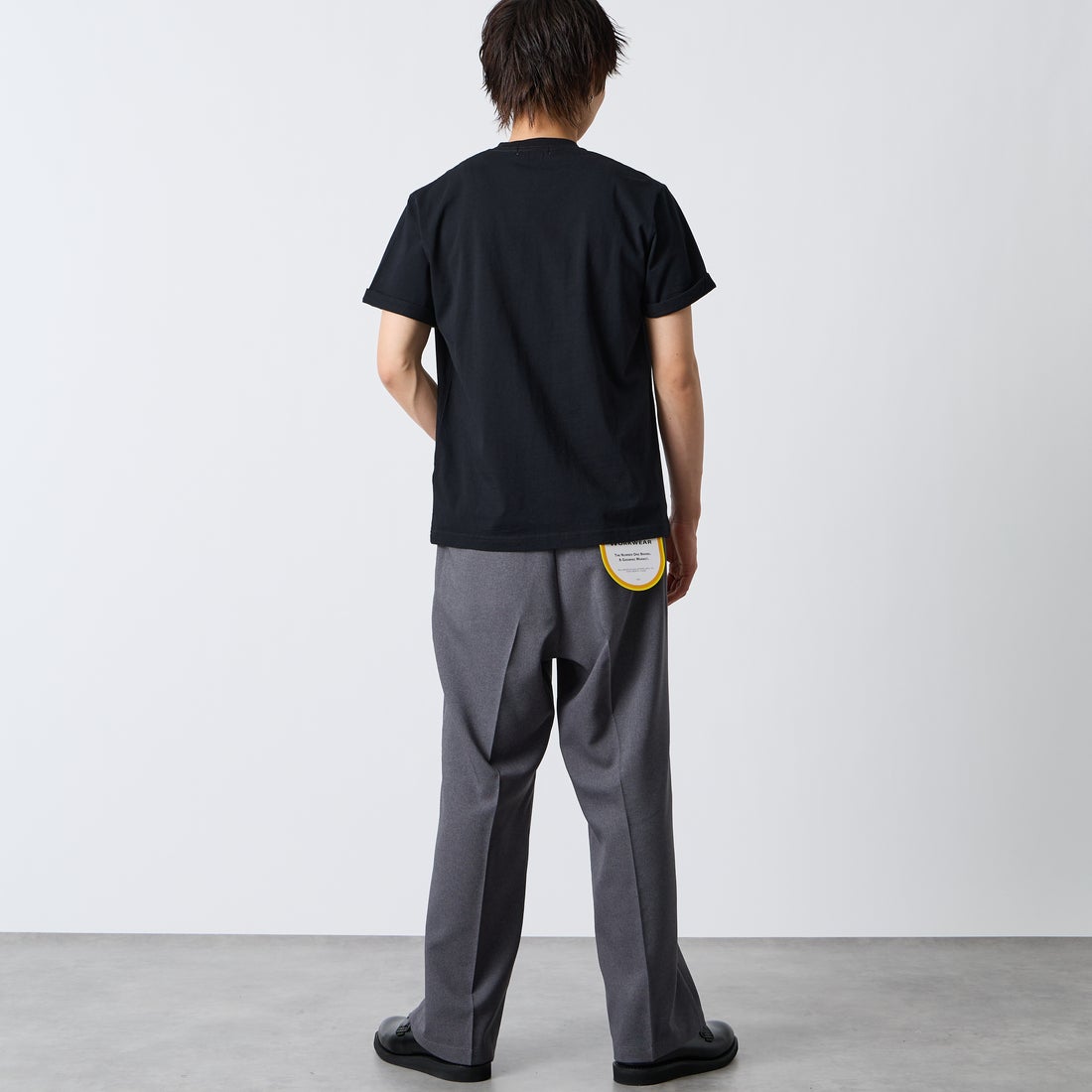 Gymphlex [ジムフレックス] ショートスリーブ ロールアップTシャツ [GY-C0446COM] BLACK &&モデル身長：177cm 着用サイズ：L&&