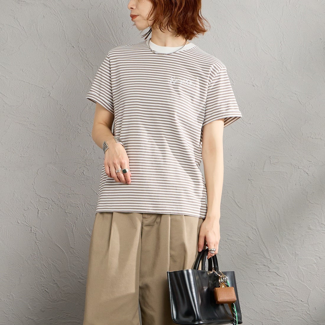 Gymphlex [ジムフレックス] ショートスリーブ ロールアップTシャツ [GY-C0446COM] WHT/TAU ST &&モデル身長：158cm 着用サイズ：14&&