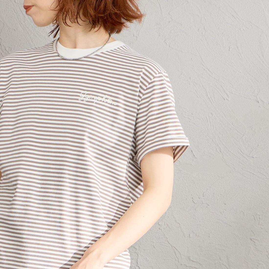 Gymphlex [ジムフレックス] ショートスリーブ ロールアップTシャツ [GY-C0446COM] WHT/TAU ST &&モデル身長：158cm 着用サイズ：14&&