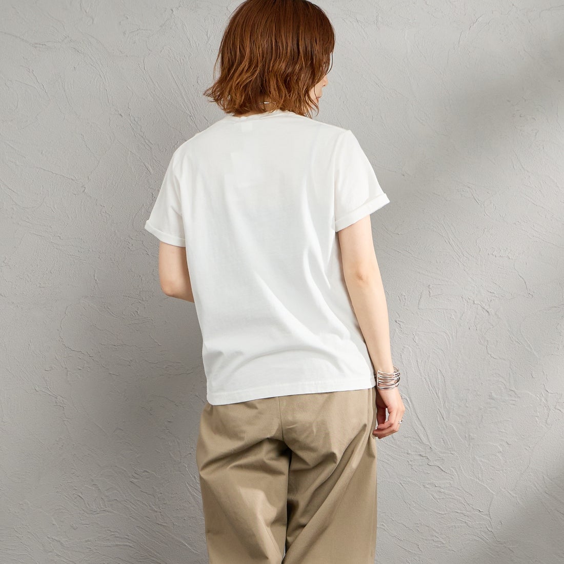 Gymphlex [ジムフレックス] ショートスリーブ ロールアップTシャツ [GY-C0446COM] WHITE &&モデル身長：158cm 着用サイズ：14&&