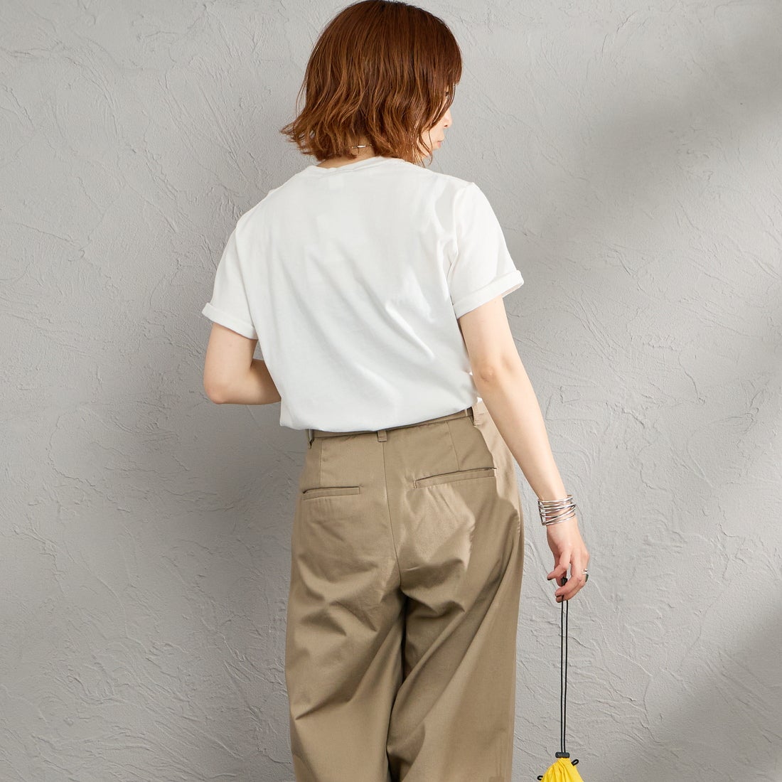 Gymphlex [ジムフレックス] ショートスリーブ ロールアップTシャツ [GY-C0446COM] WHITE &&モデル身長：158cm 着用サイズ：14&&
