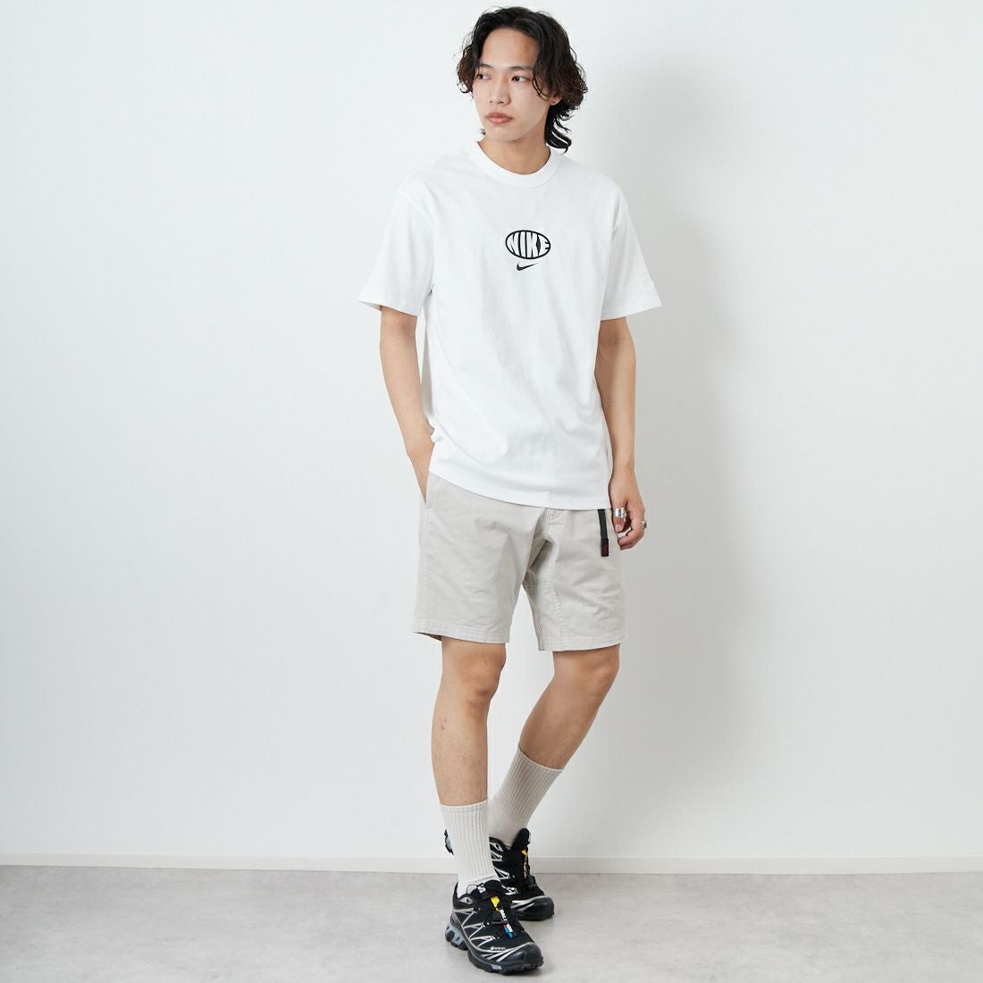 NIKE [ナイキ] プレミアム エッセンシャルTシャツ [IB7554] 100 WHITE &&モデル身長：179cm 着用サイズ：M&&