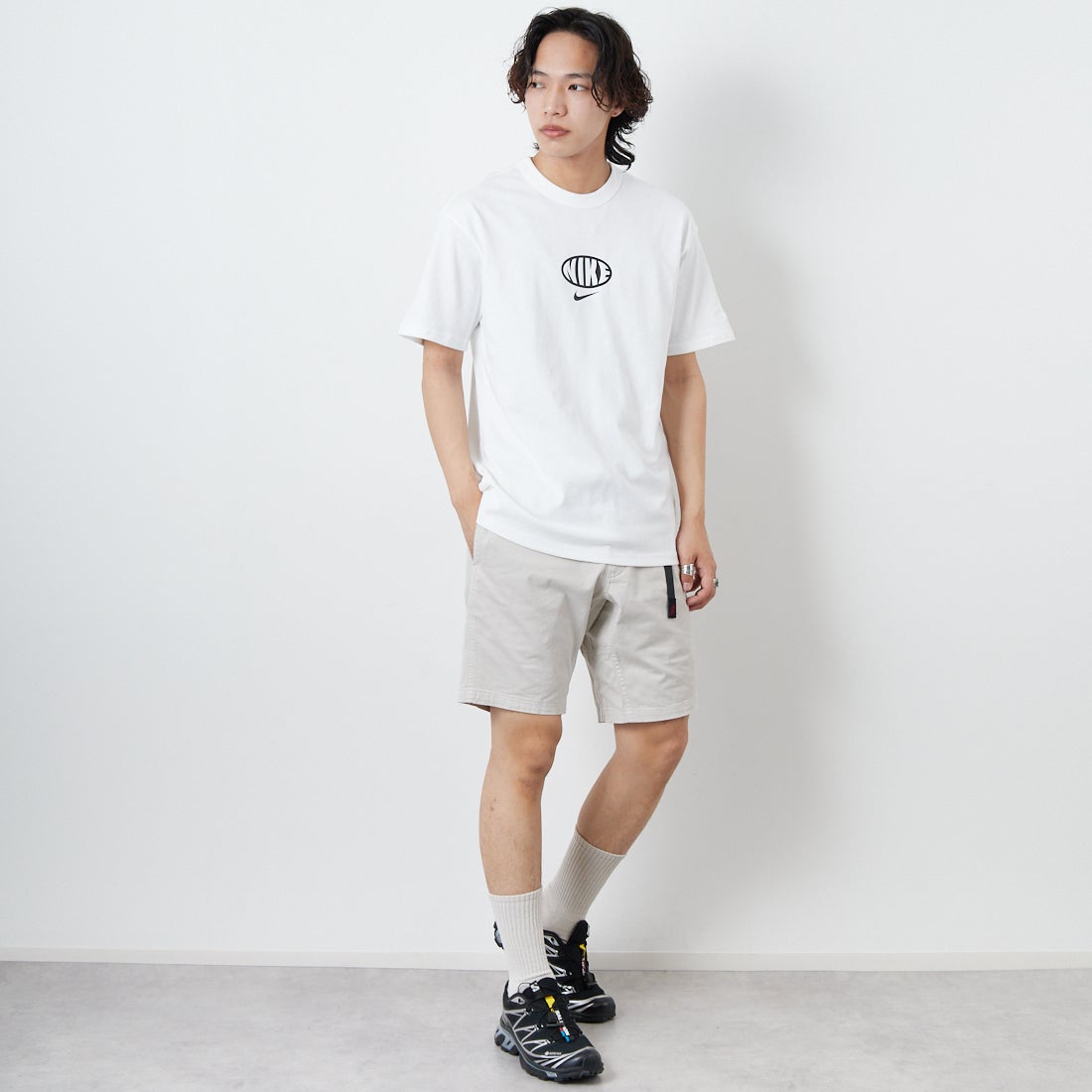 NIKE [ナイキ] プレミアム エッセンシャルTシャツ [IB7554] 100 WHITE &&モデル身長：179cm 着用サイズ：M&&