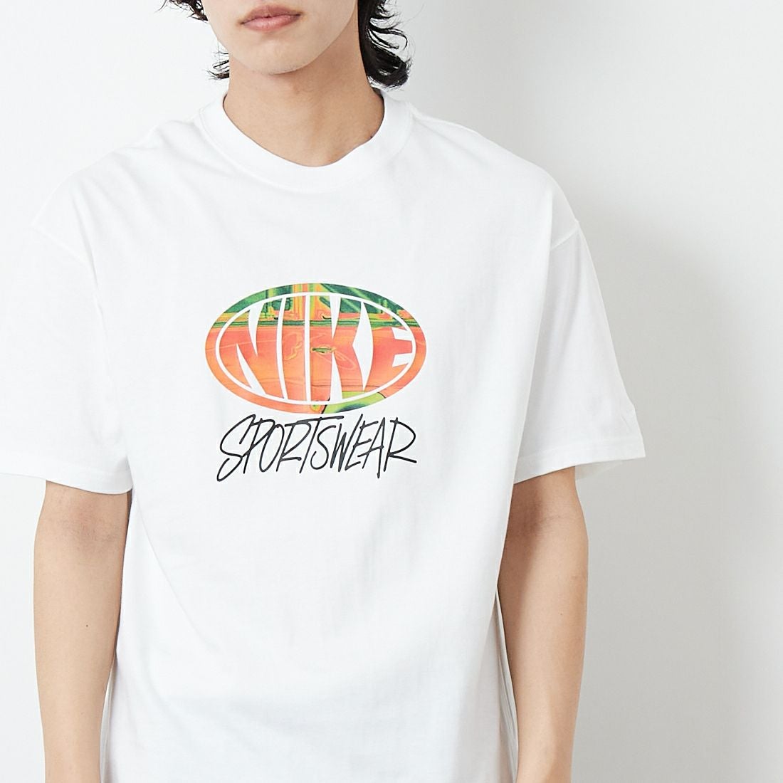 NIKE [ナイキ] スポーツウェアTシャツ [IB7556] 100 WHITE &&モデル身長：179cm 着用サイズ：M&&