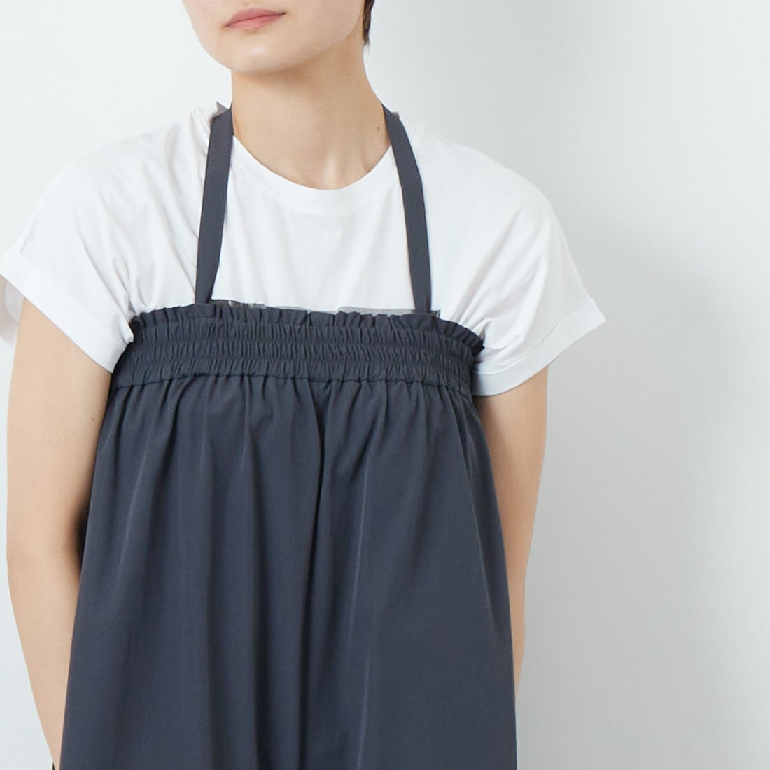 CLOCHE [クロシェ] 撥水ベアトップオールインワン [51286563] ﾁｬｺｰﾙ &&モデル身長：160cm 着用サイズ：2&&