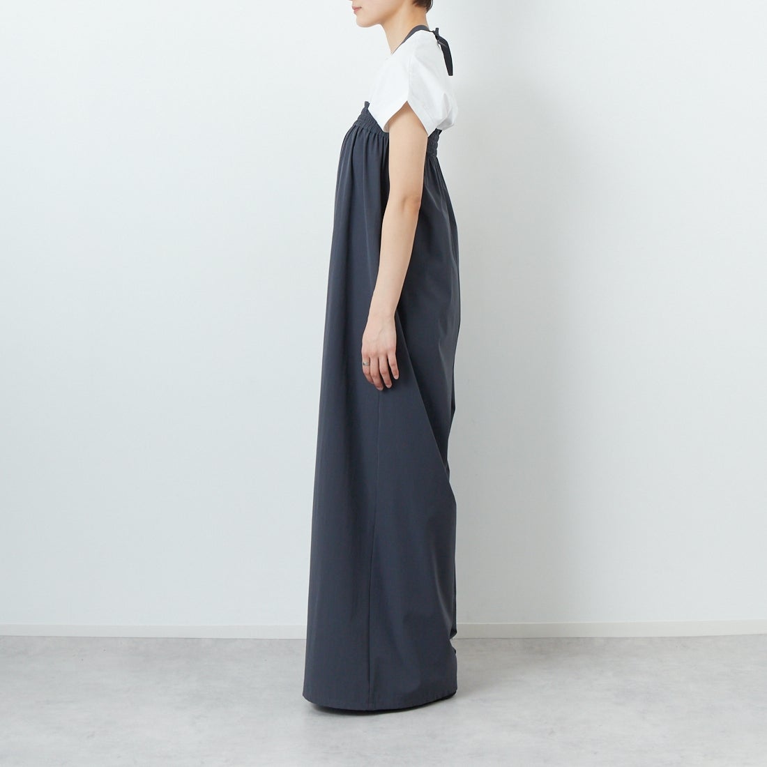 CLOCHE [クロシェ] 撥水ベアトップオールインワン [51286563] ﾁｬｺｰﾙ &&モデル身長：160cm 着用サイズ：2&&