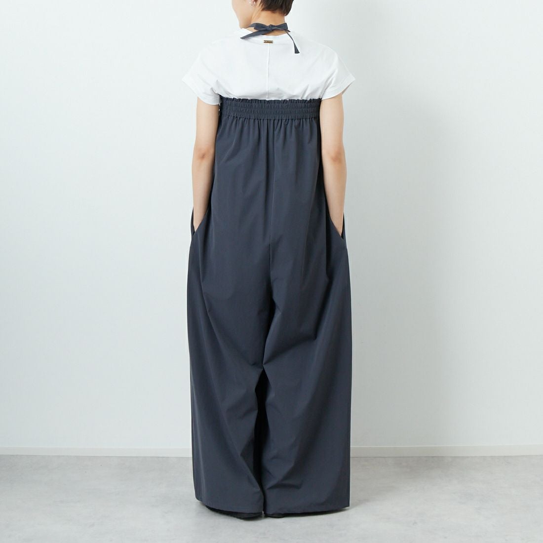 CLOCHE [クロシェ] 撥水ベアトップオールインワン [51286563] ﾁｬｺｰﾙ &&モデル身長：160cm 着用サイズ：2&&