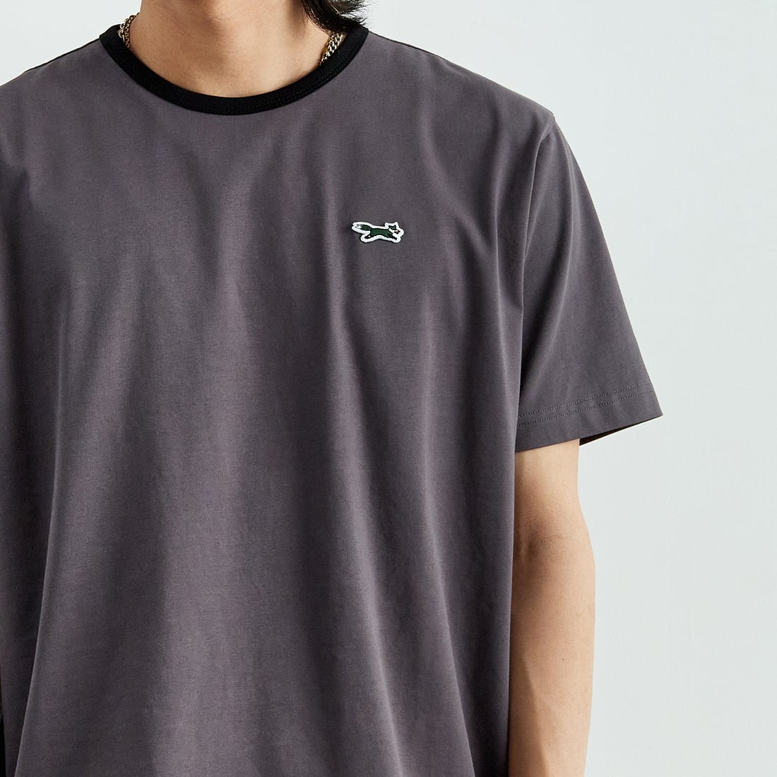 THE FOX [ザフォックス] 別注 ワンポイントロゴワッペン リンガーTシャツ [JFU25SS-10-JF] CHAR/BLK