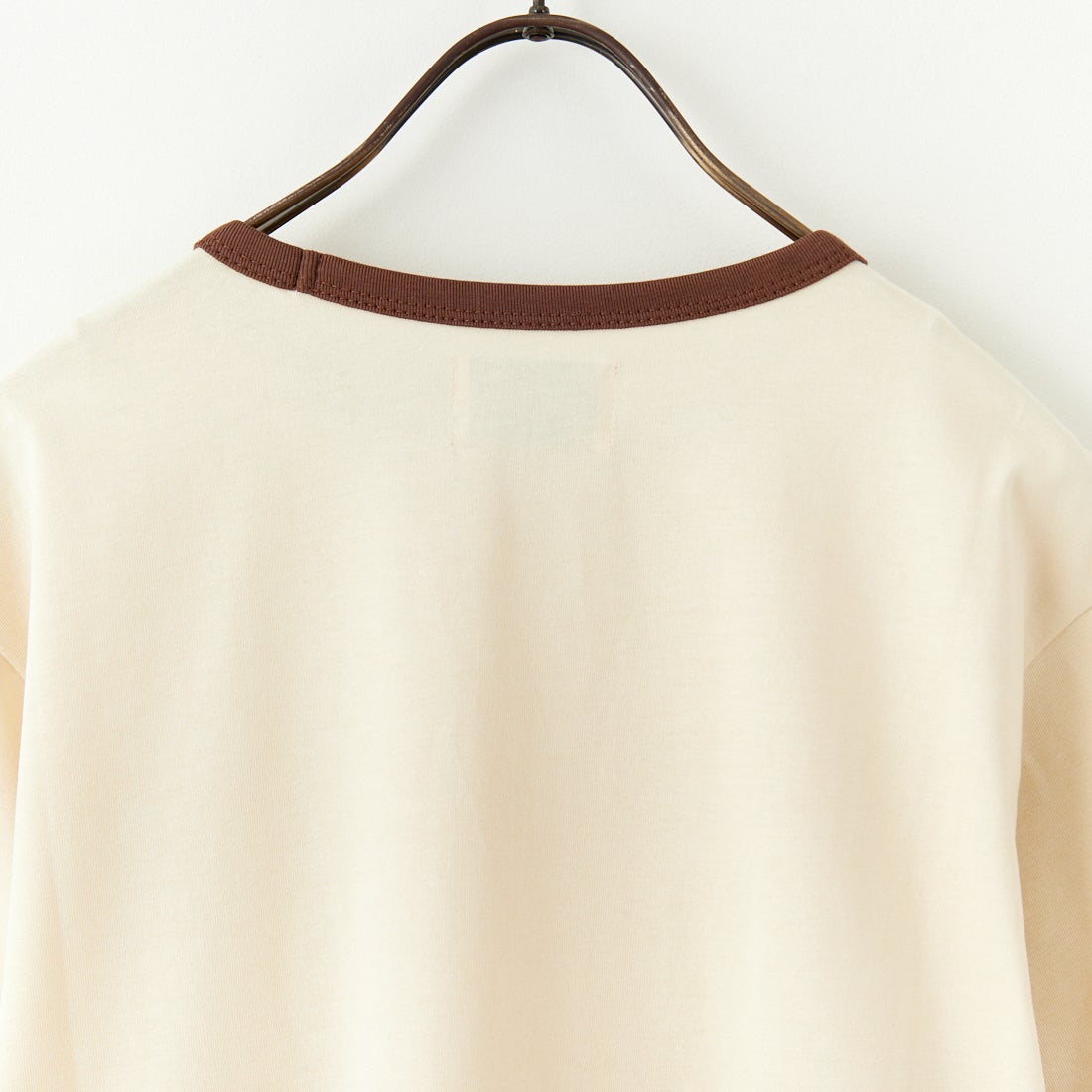 THE FOX [ザフォックス] 別注 ワンポイントロゴワッペン リンガーTシャツ [JFU25SS-10-JF] BEG/BROWN